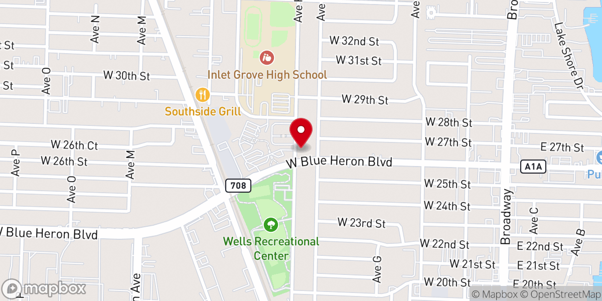 Map showing location of Blue Heron Church Of God