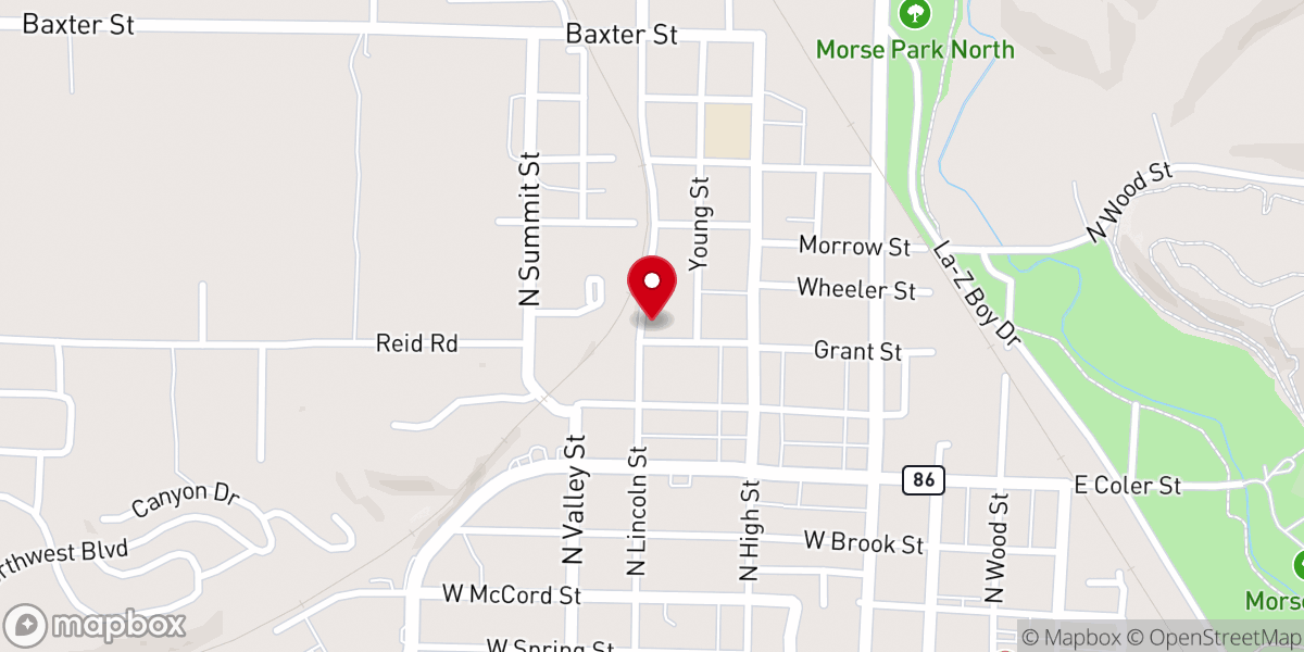 Map showing location of Second Baptist Church