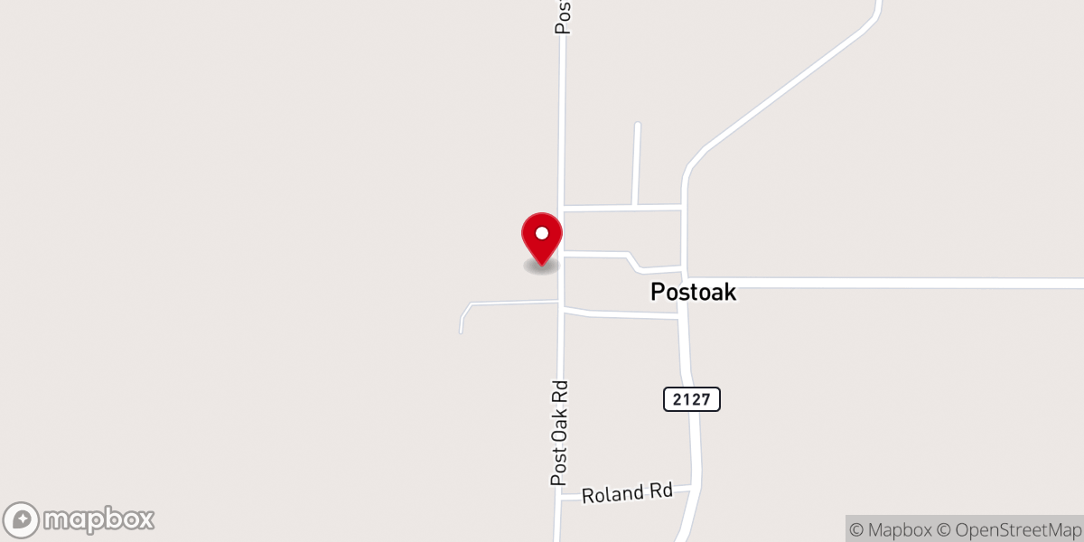 Map showing location of Post Oak Baptist Church