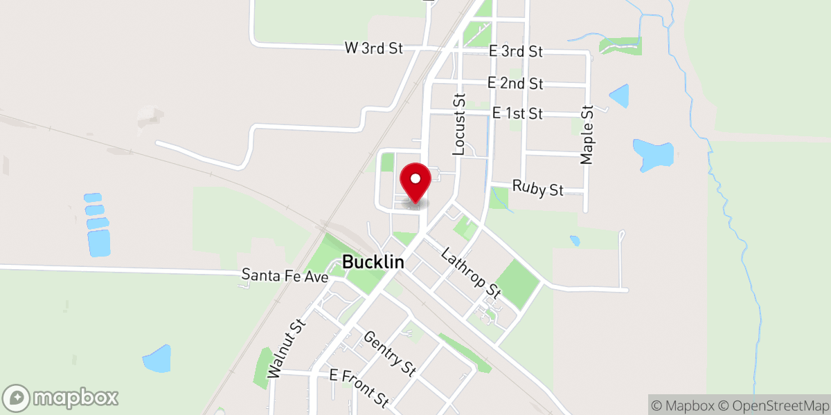 Map showing location of Bucklin Christian Church