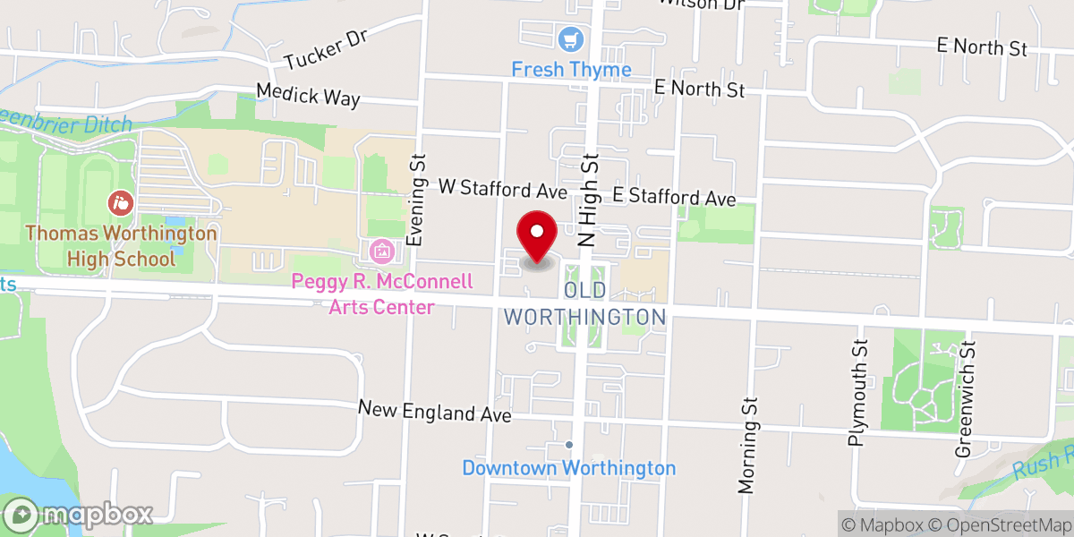 Map showing location of Worthington Presbyterian Church