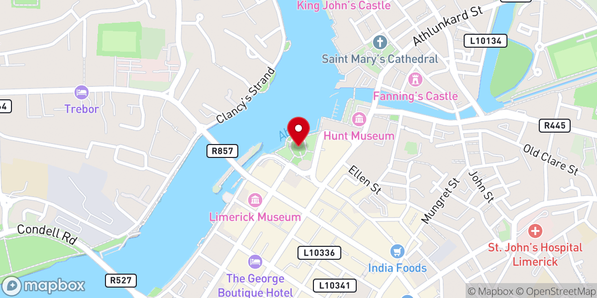 Map showing location of Arthur's Quay Park