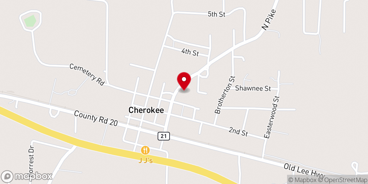 Map showing location of Cherokee Church Of Christ