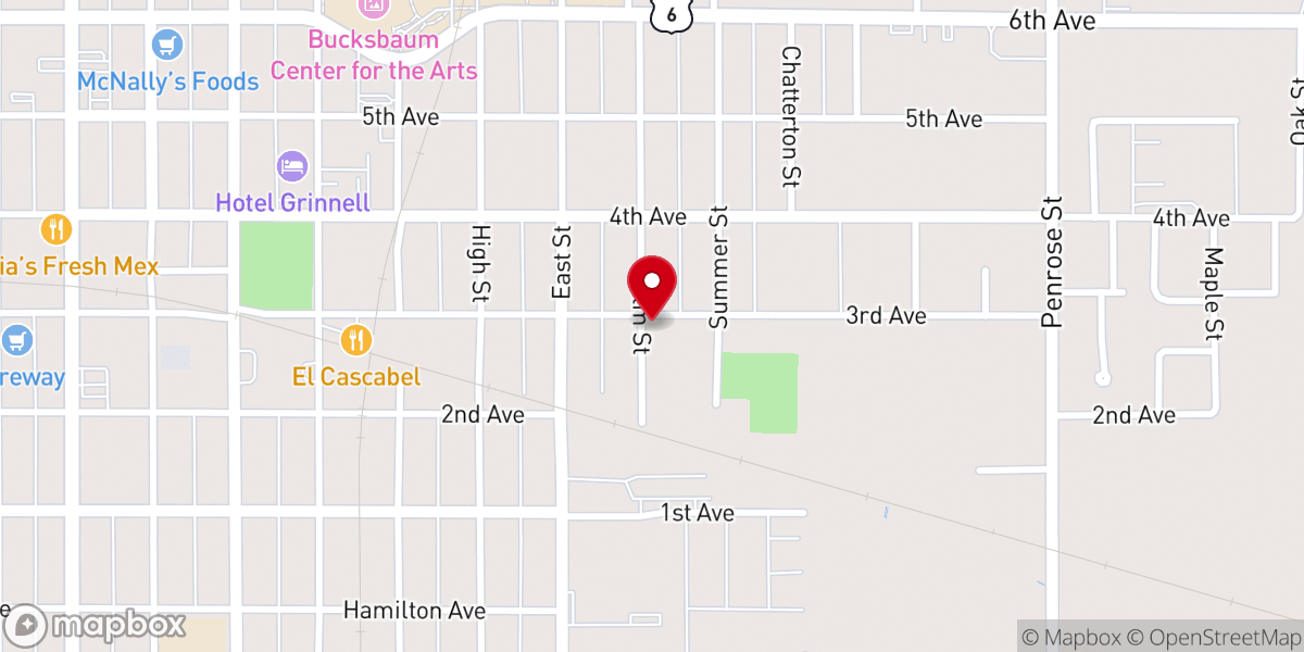 Map showing location of Grinnell church of Christ