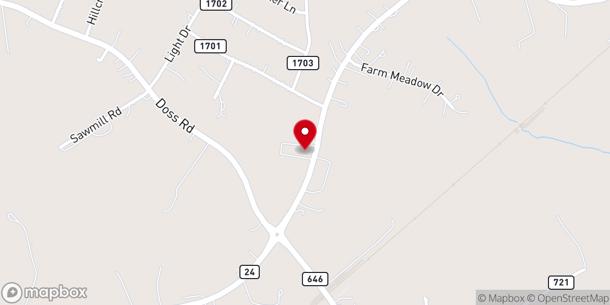 Map showing location of Calvary Baptist Church- Concord, VA