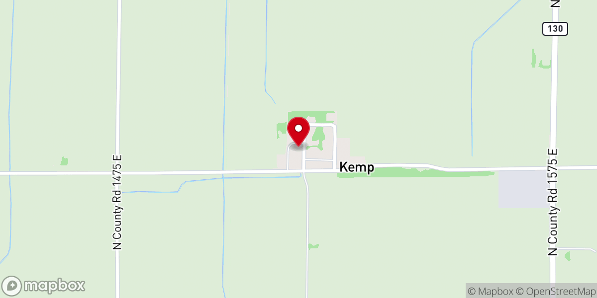Map showing location of Kemp Church of Christ