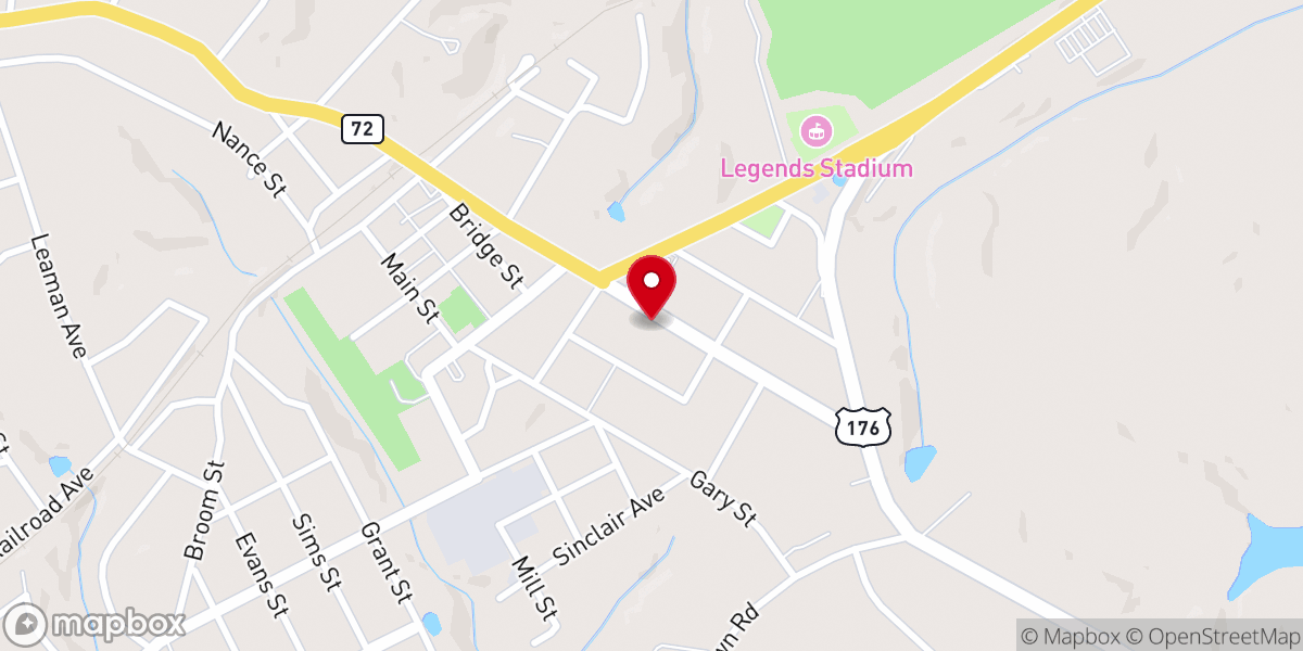 Map showing location of Whitmire First Presbyterian Church