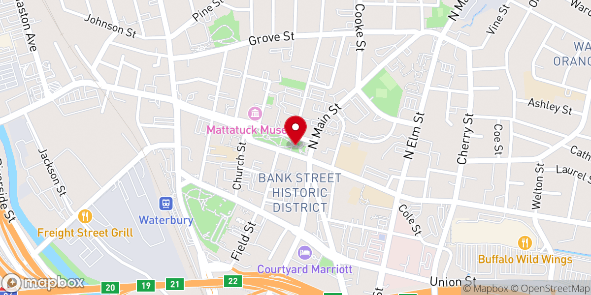 Map showing location of Waterbury Green