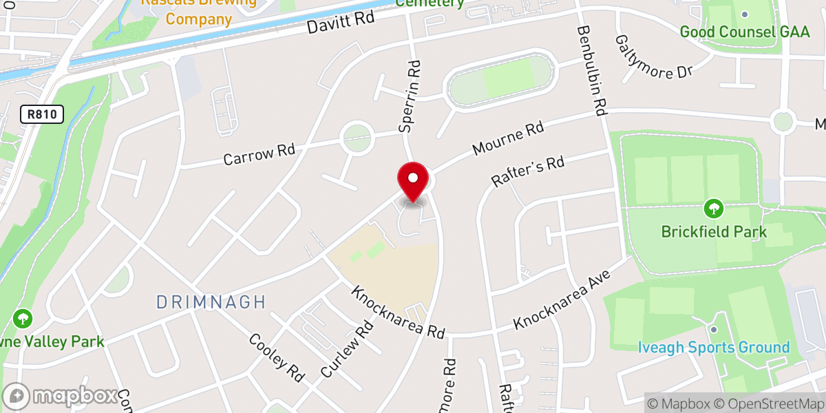 Map showing location of Church of Our Lady of Good Counsel