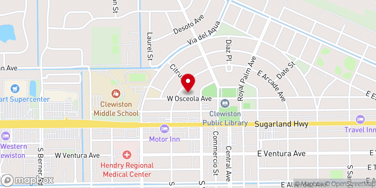 Map showing location of Methodist Church of Clewiston