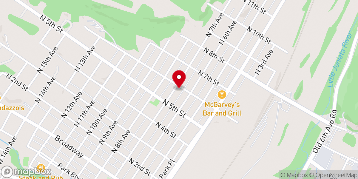 Map showing location of Juniata Presbyterian Church