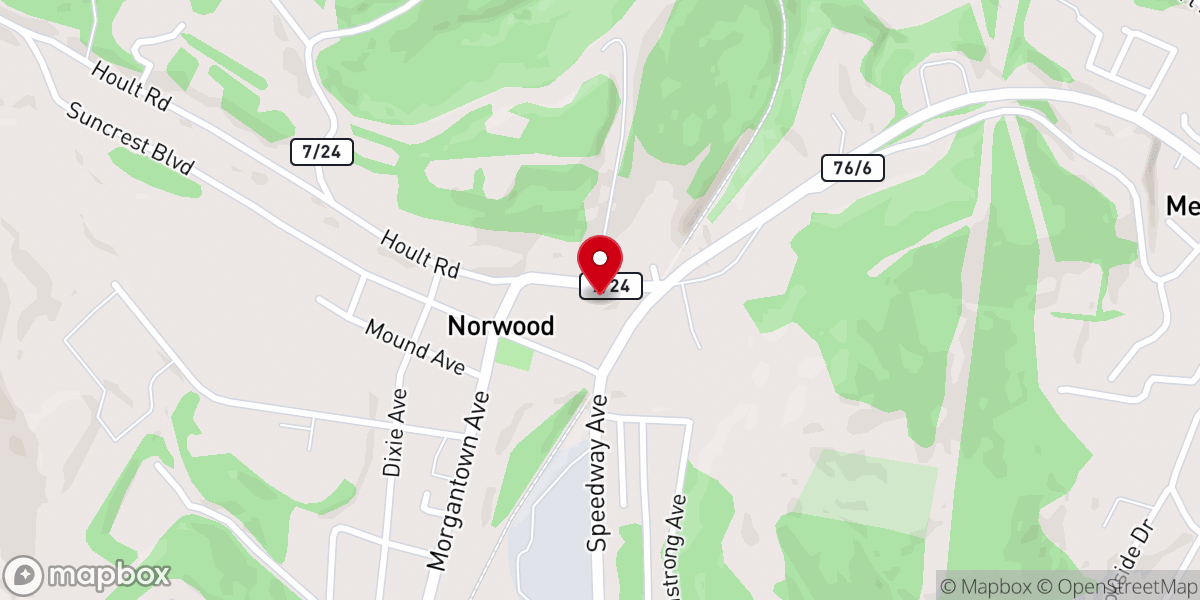 Map showing location of Eastside Church of Christ