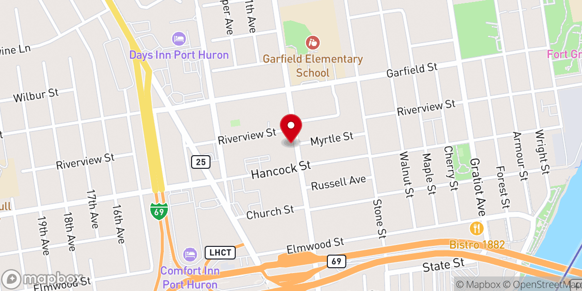 Map showing location of Pilgrim Baptist Church