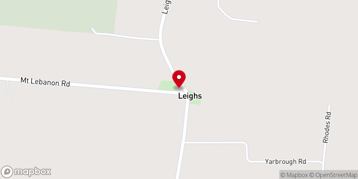 Map showing location of Leighs Chapel Holiness Church