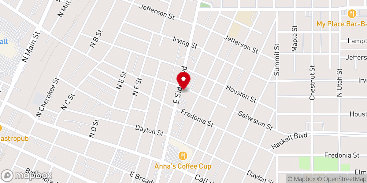 Map showing location of Central Baptist Church