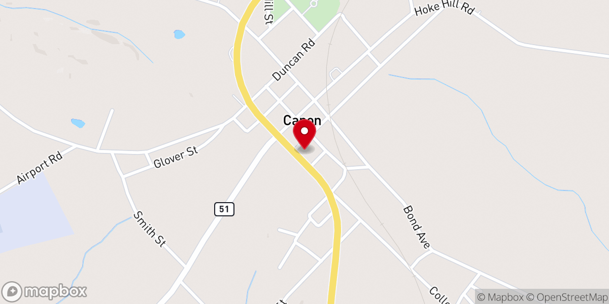 Map showing location of Historic Churches of Canon Historic District