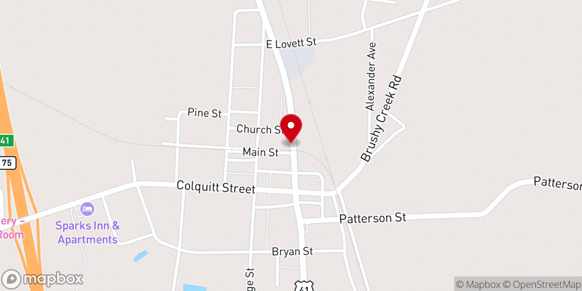 Map showing location of Lenox United Methodist Church