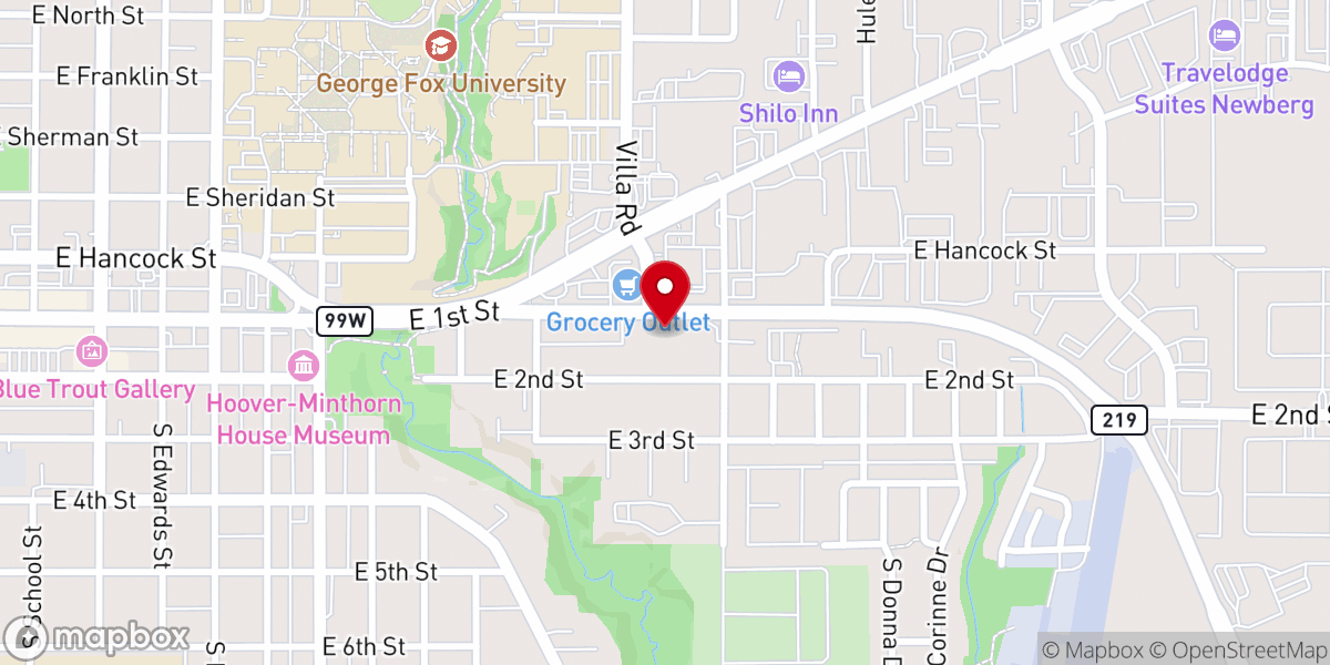 Map showing location of Chehalem Christian Fellowship