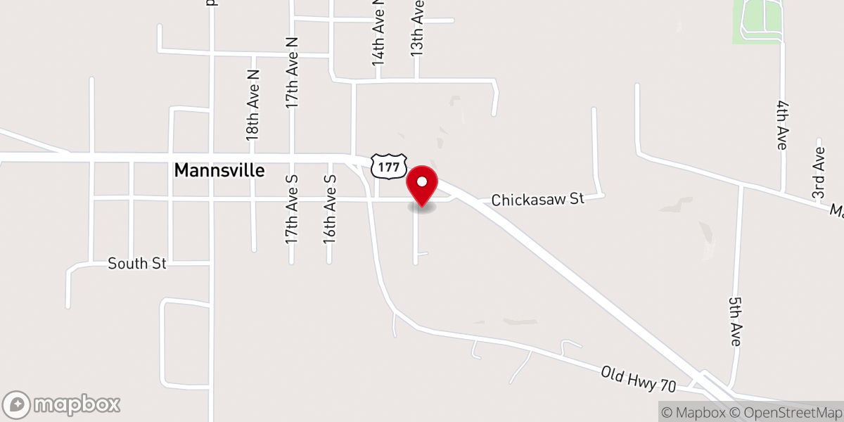 Map showing location of Mannsville First Methodist Church