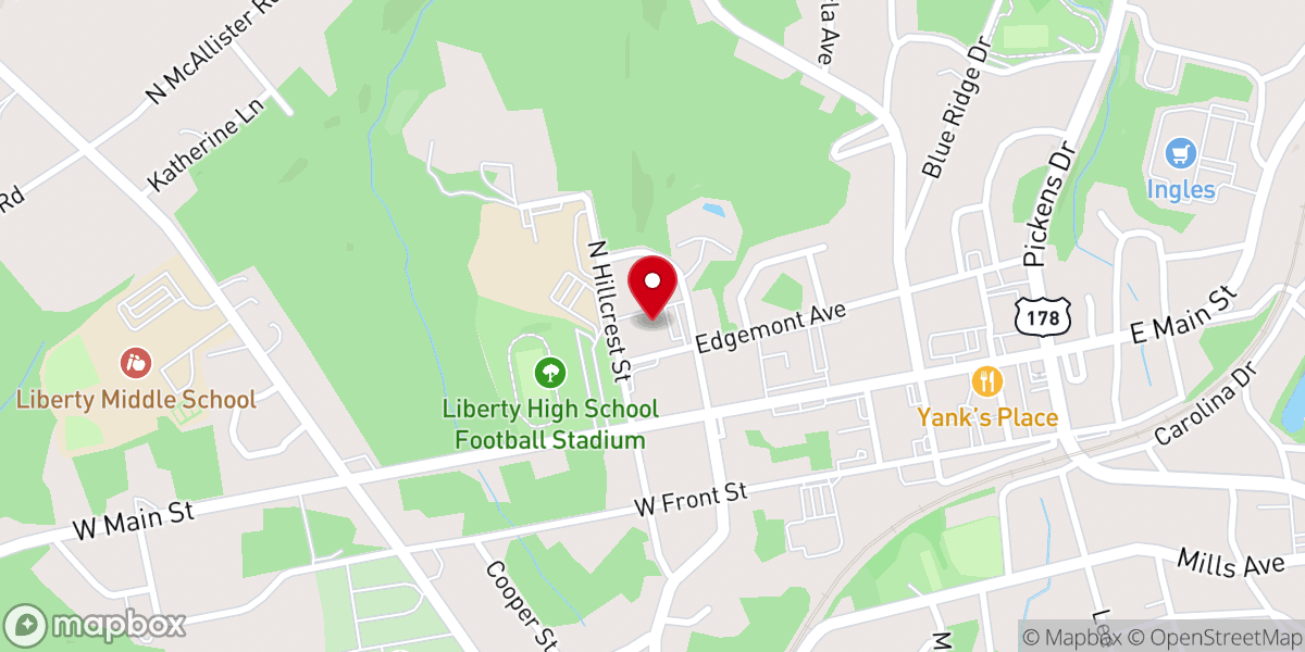 Map showing location of Liberty First Baptist Church