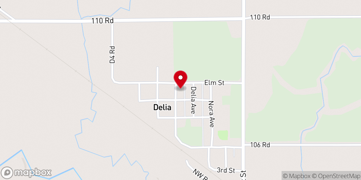 Map showing location of Delia Presbyterian Church