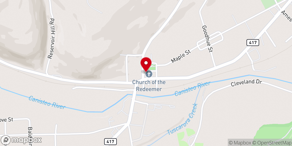 Map showing location of Church of Redeemer Episcopal