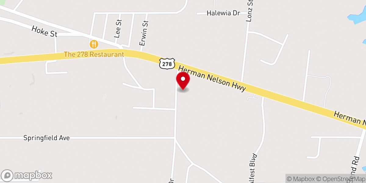 Map showing location of Goodyear Heights Baptist Church