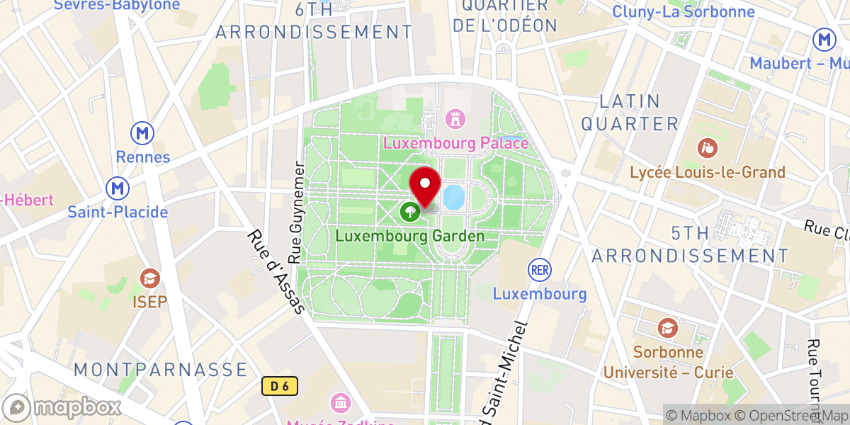 Map showing location of Jardin du Luxembourg