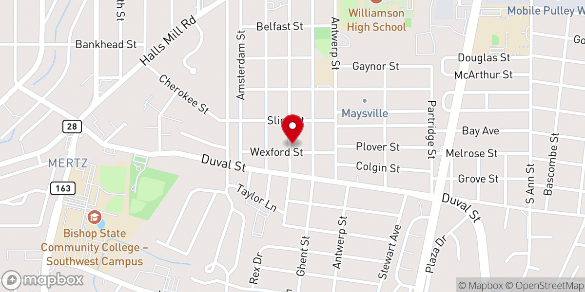 Map showing location of Greater Maysville Church of God