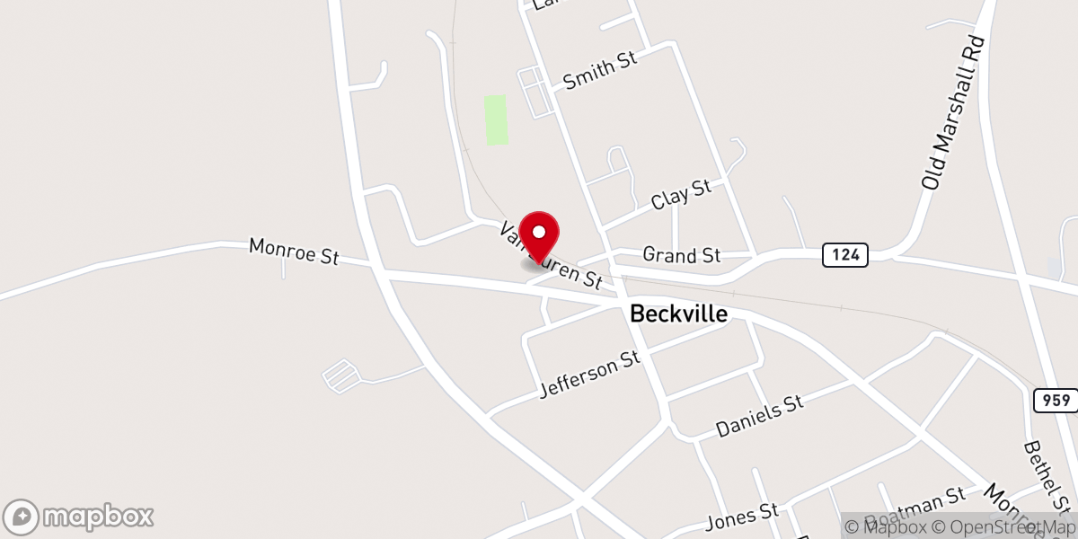 Map showing location of Beckville Methodist Church