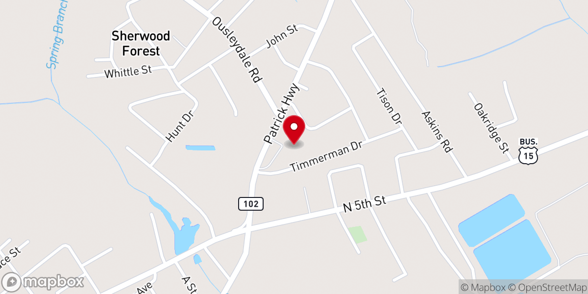 Map showing location of North Hartsville Baptist Church