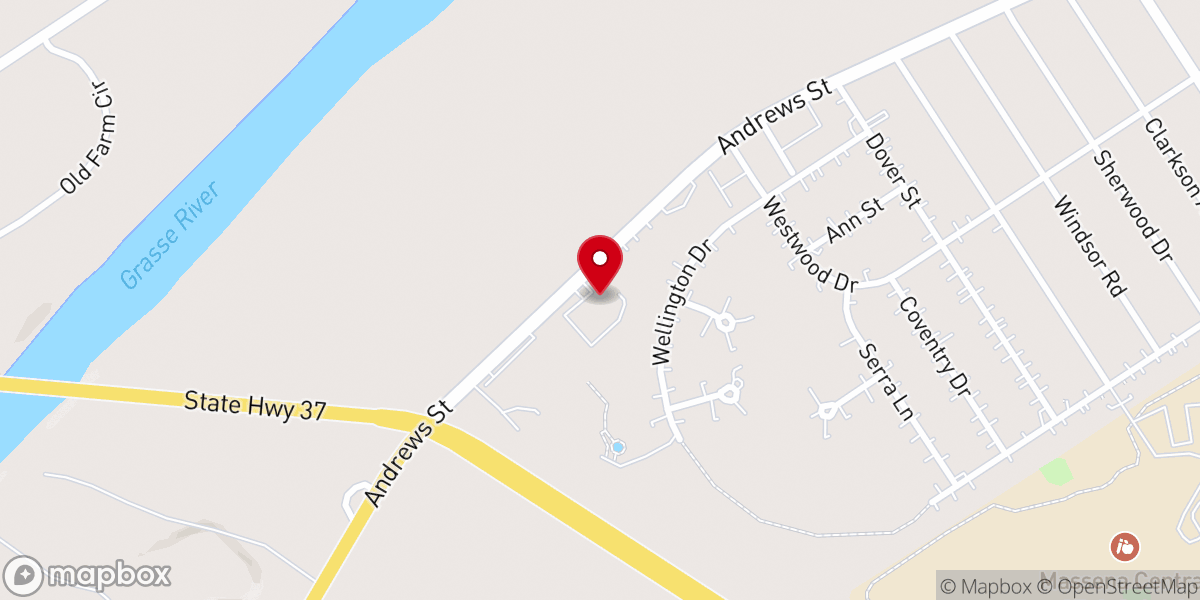 Map showing location of New Testament Church of Massena