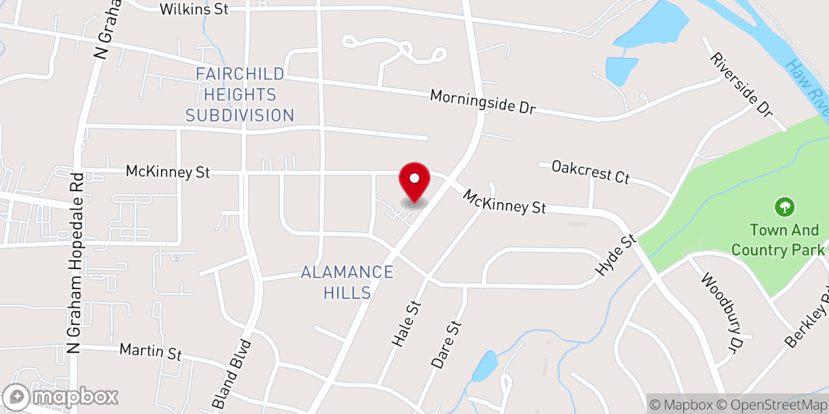 Map showing location of Eastlawn Baptist Church