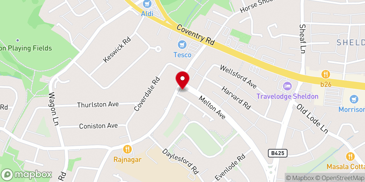 Map showing location of RCCG CRA SHELDON BIRMINGHAM UK