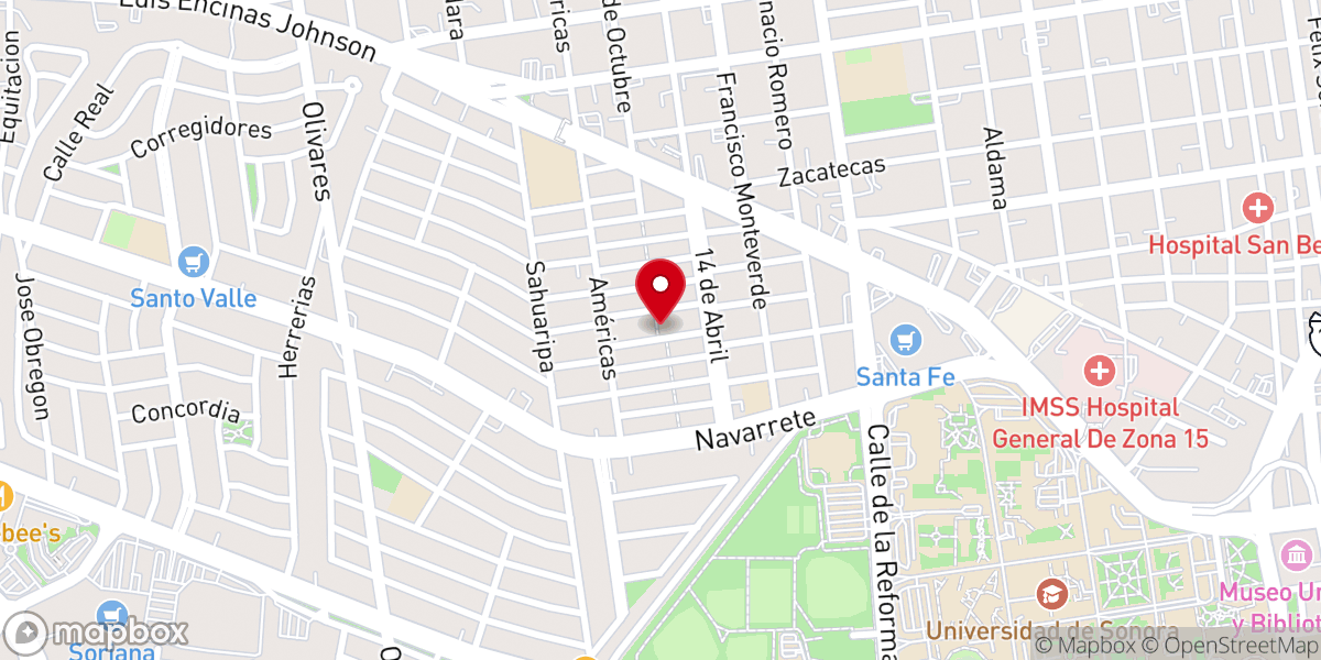 Map showing location of Templo San Felipe de Jesús