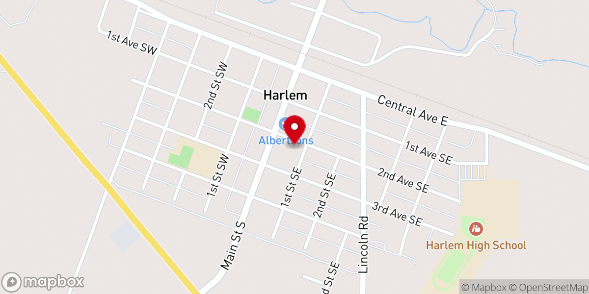 Map showing location of Harlem Assembly of God Church