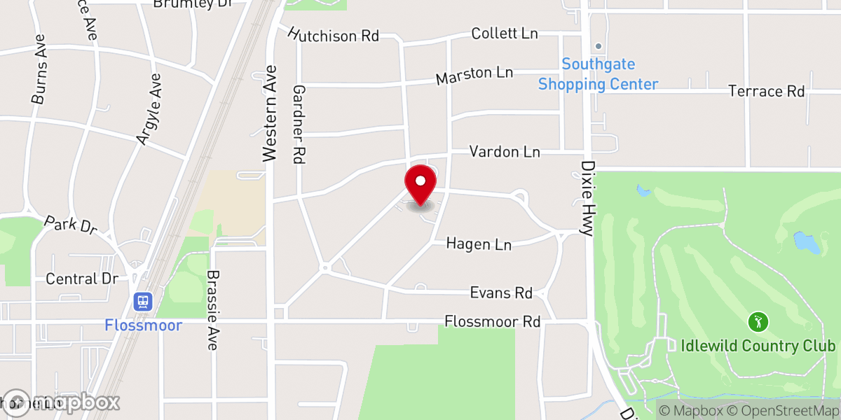 Map showing location of Flossmoor Community Church