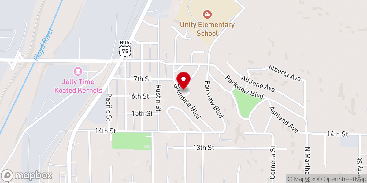 Map showing location of Glendale Community Baptist Church