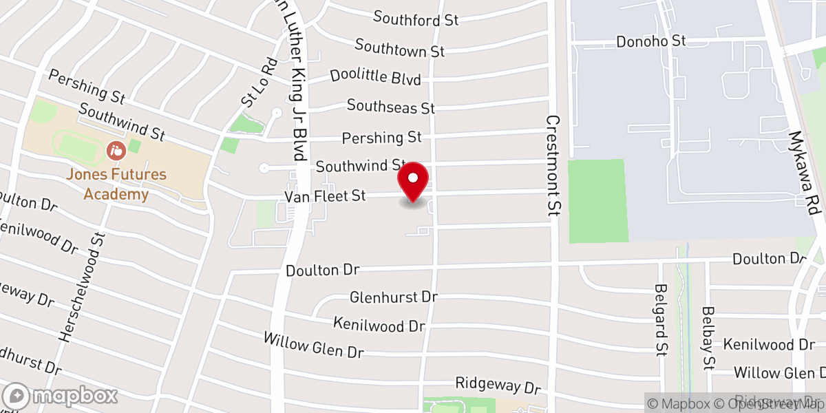Map showing location of South Park Baptist Church
