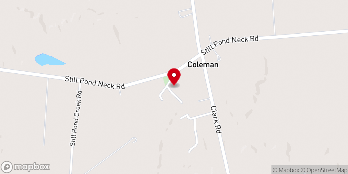 Map showing location of Union at Coleman's Corner United Methodist Church
