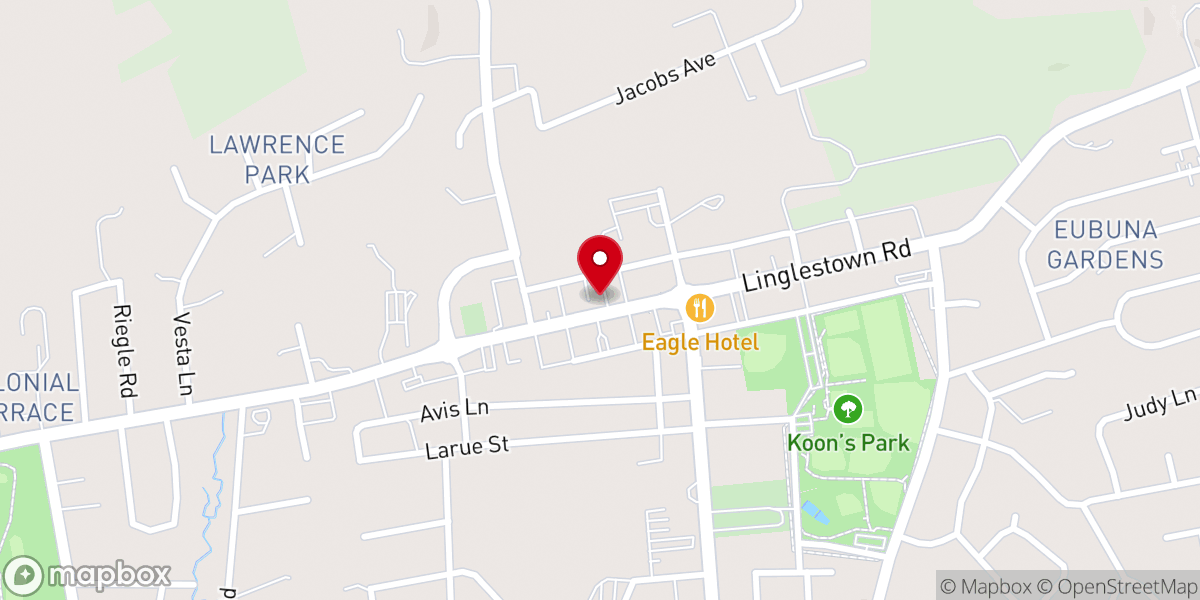 Map showing location of Road to Emmaus Church