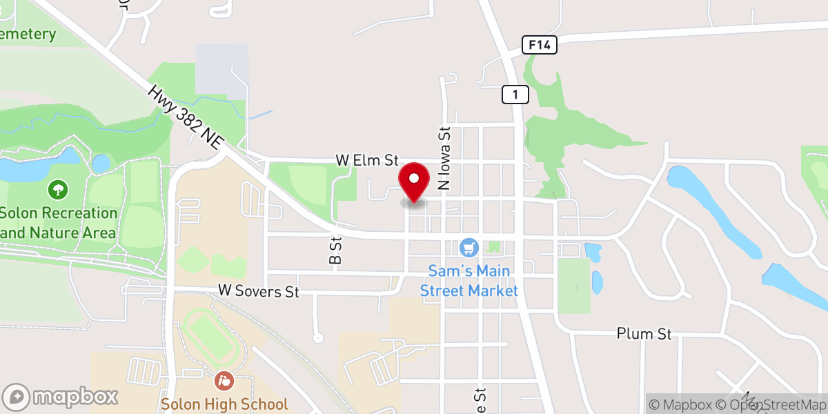 Map showing location of Solon United Methodist Church