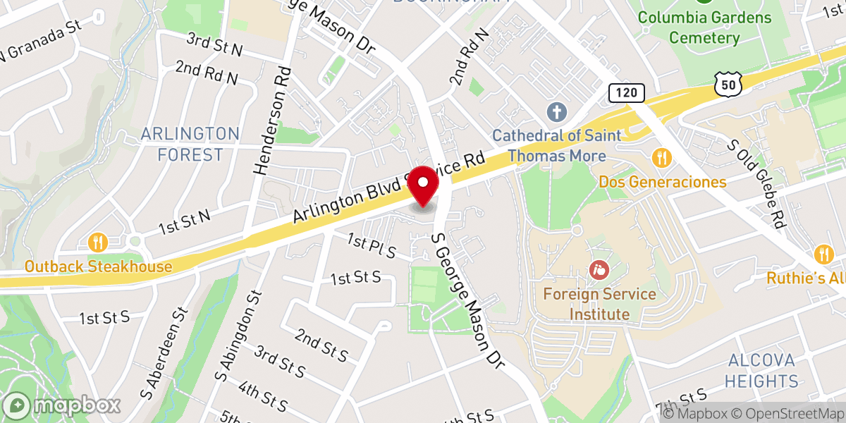 Map showing location of Unitarian Universalist Church of Arlington
