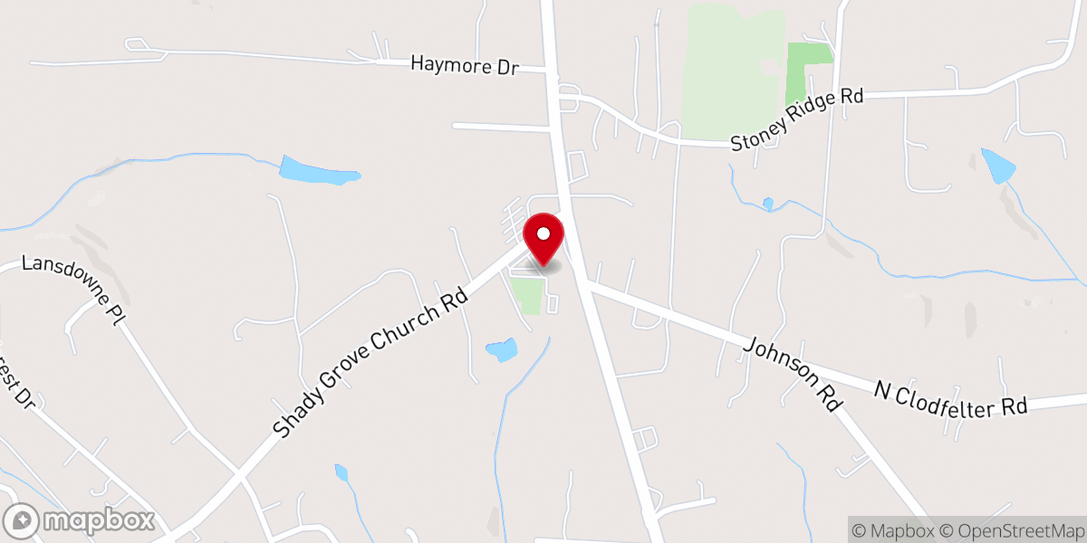 Map showing location of Shady Grove Global Methodist Church