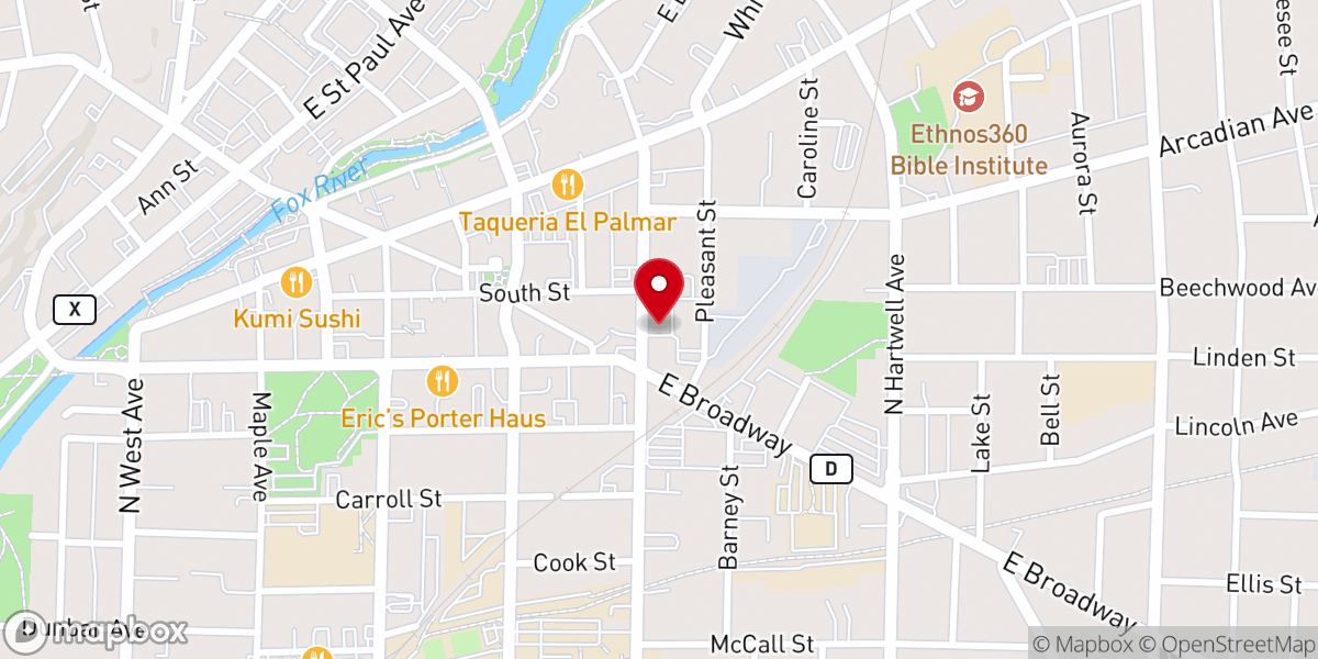 Map showing location of Catholic Charities Waukesha Area Office