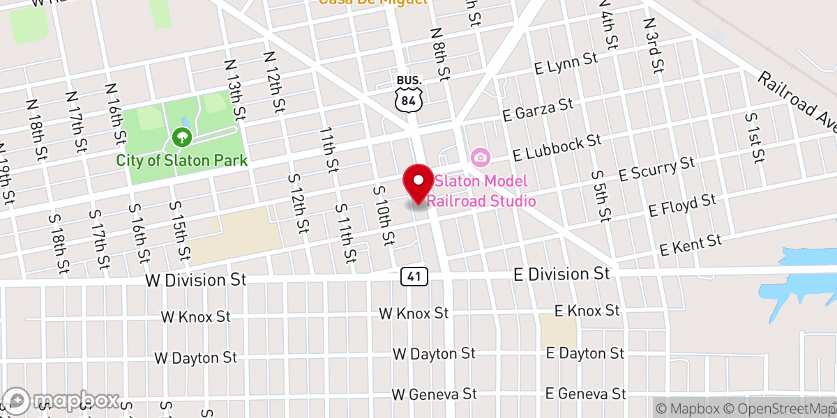 Map showing location of First Baptist Church-Slaton