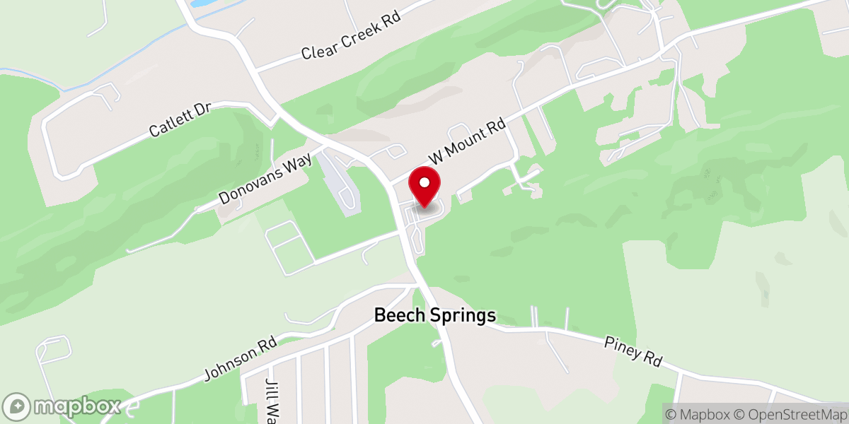 Map showing location of Beech Springs Baptist Church