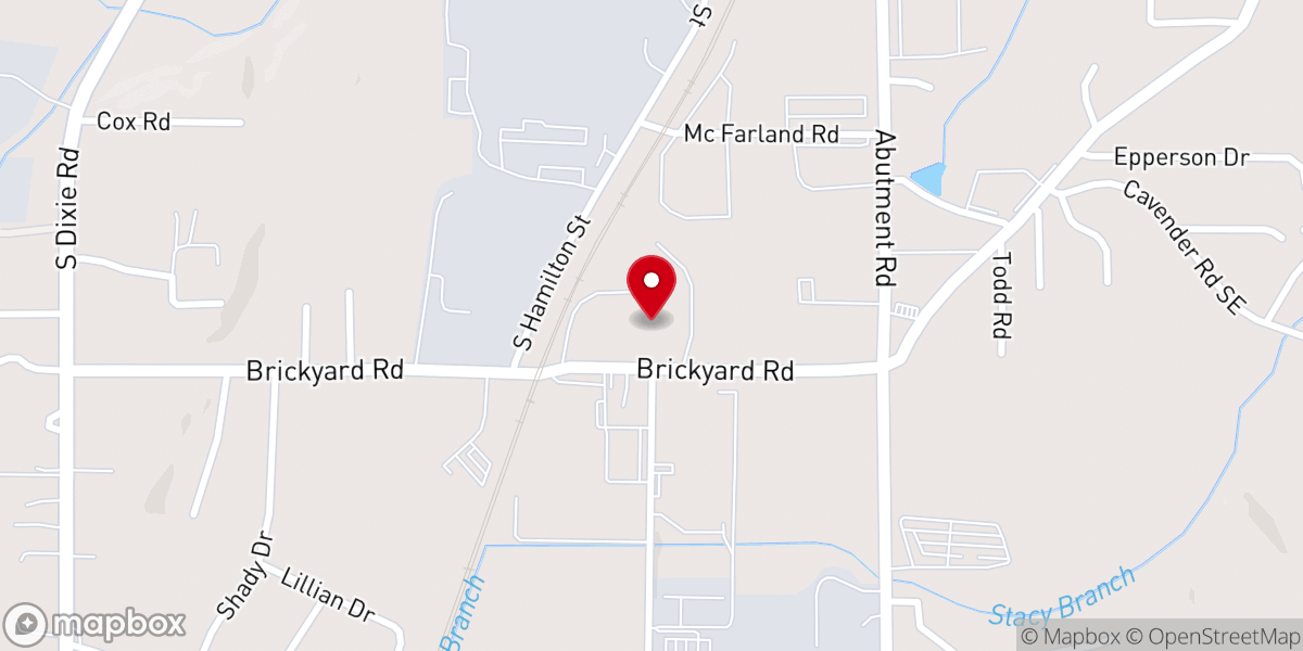 Map showing location of Mc Farland Hill Baptist Church