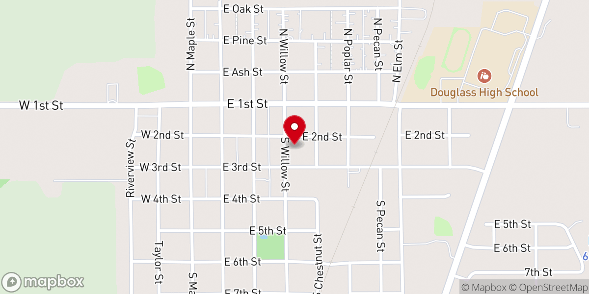 Map showing location of Douglass United Methodist Church