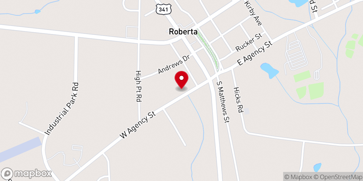Map showing location of Roberta Church
